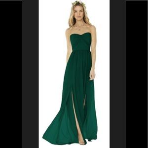 Strapless Gown, Hunter Green, Matte Chiffon, Sz 2